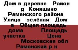 Дом в деревне › Район ­ д. Коняшино Раменского района › Улица ­ зелёная › Дом ­ 5а › Общая площадь дома ­ 120 › Площадь участка ­ 1 300 › Цена ­ 4 300 000 - Московская обл., Раменский р-н, Коняшино д. Недвижимость » Дома, коттеджи, дачи продажа   . Московская обл.